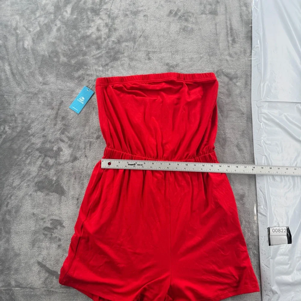 NWT Cupshe Romper Women Large Red Strapless Tube Top Elastic Waist CAA13F4H009EE